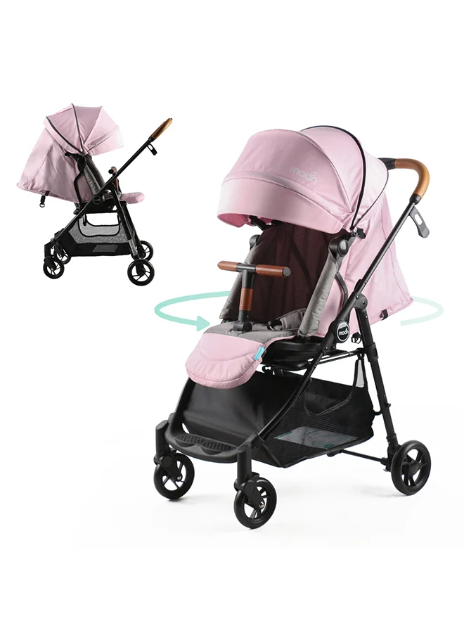 Moon Revo 360 Rotating Stroller Premium Lightweight Travel System (Pink, Newborn to Toddler) rddj5