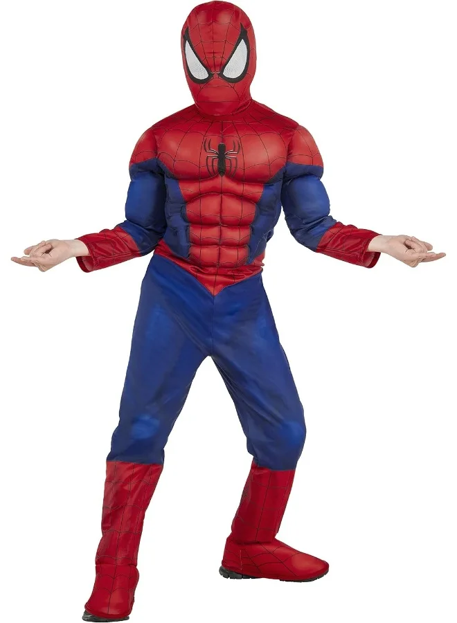 Premium Superhero Muscle Chest Costume for Kids (Red and Blue, Child Medium) ep5dv