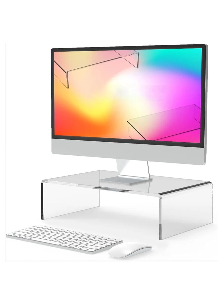 TPGP Acrylic Monitor Stand Riser Premium Desktop Organizer for Laptop PC Printer (Clear, Medium) 05d7u