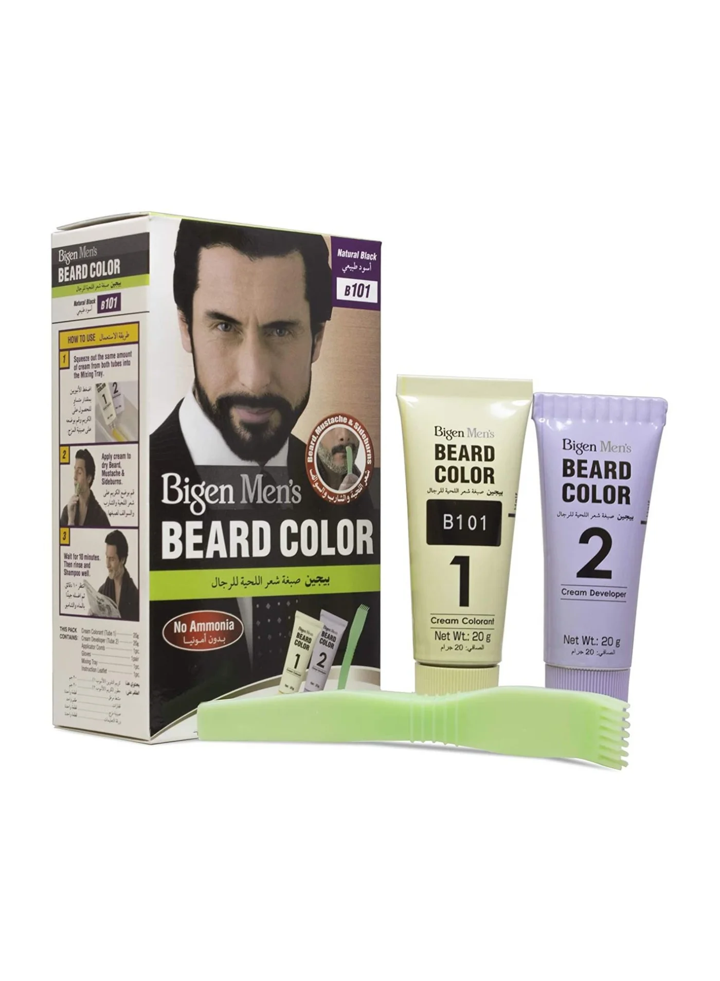 Bigen Men Beard Natural Color Cream (40g) - Long-Lasting Facial Hair Coverage for Men orm88