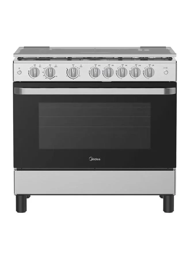 Premium Freestanding Gas Cooker with 5 Burners and Oven (Silver, 90x60cm) pmfz5