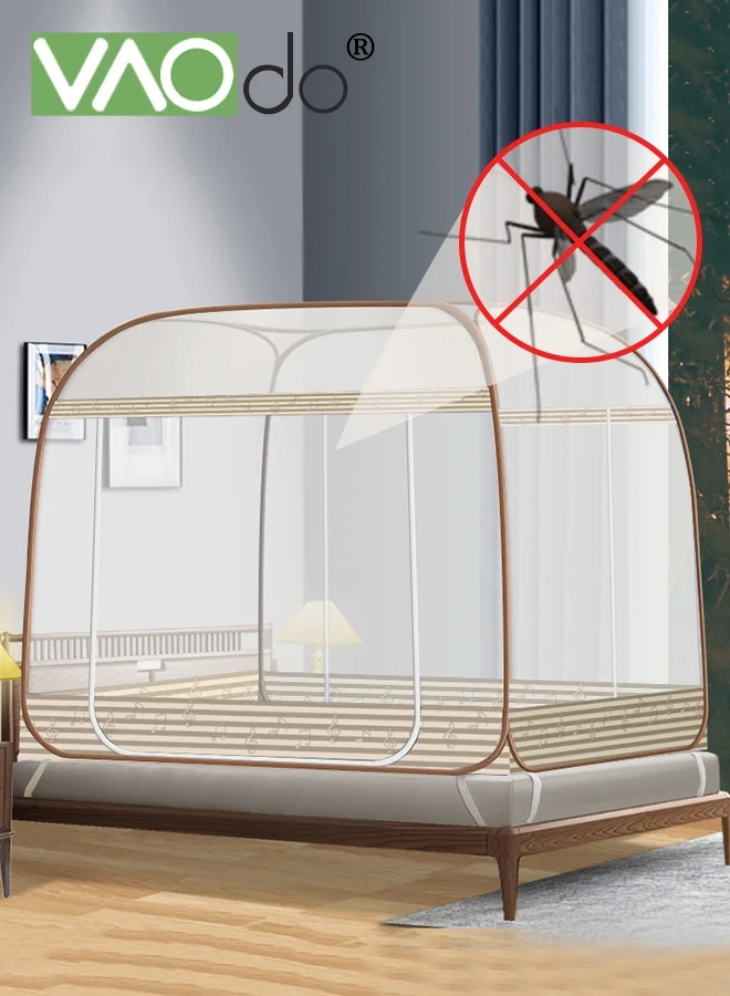 VAOdo Pop-Up Mosquito Net Tent for Bed, Foldable Polyester Mesh Enclosure with Bottom Netting for Adults and Kids (200 cm x 150 cm) f4rnp