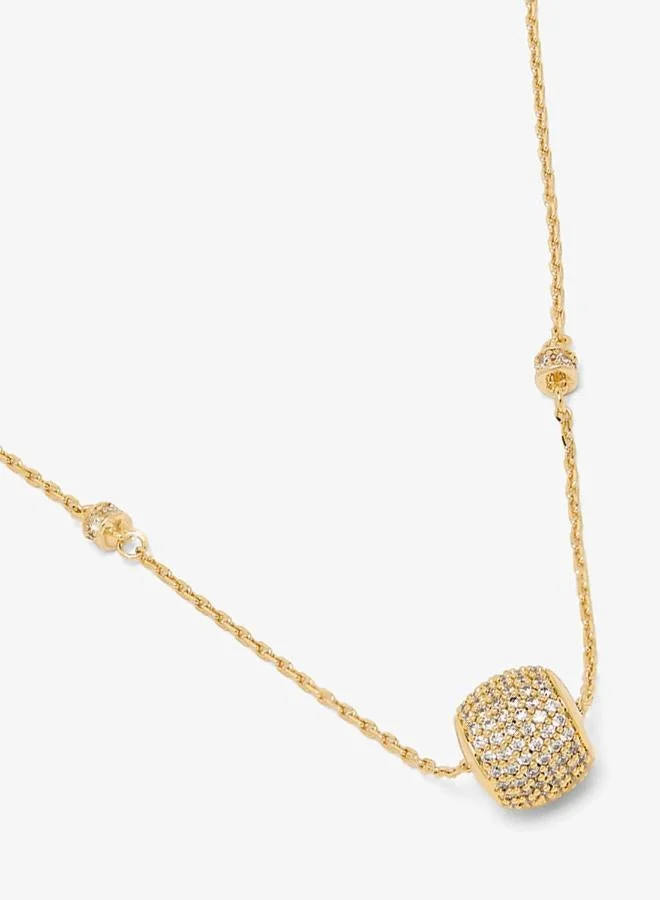 Premium Pave Crystal Necklace Elegant Jewelry Accessory for Women (Gold Tone, 45 cm) 5jqwi