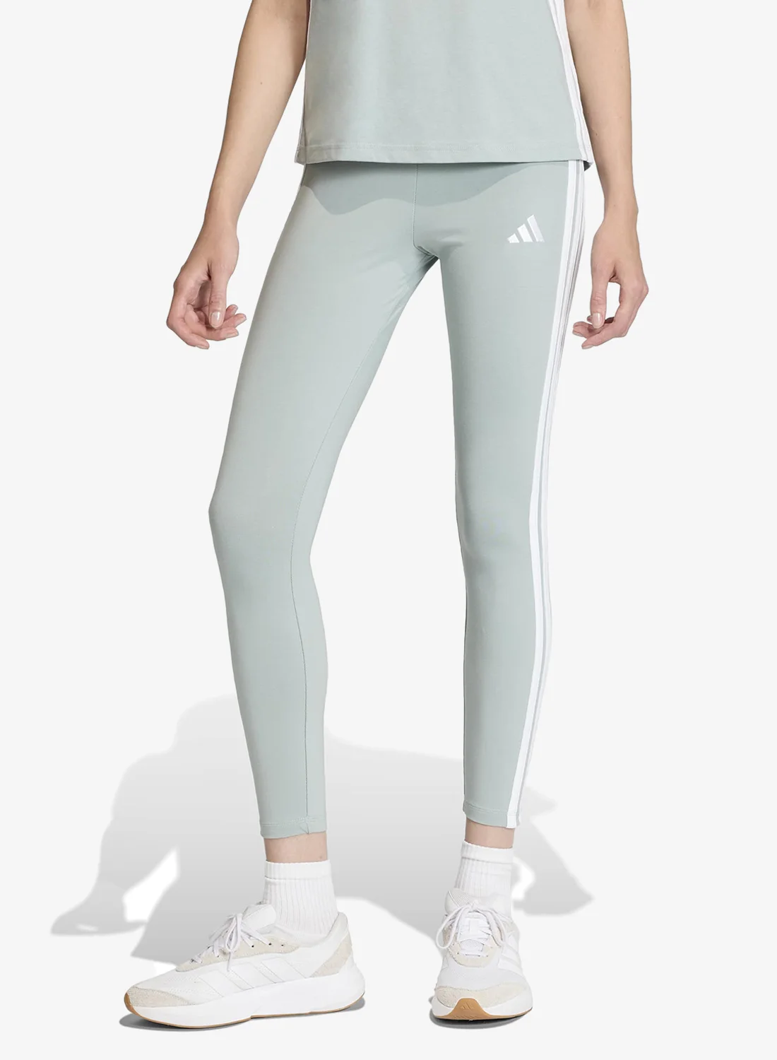 Sport Essentials 3-Stripes Cotton Leggings Premium Athletic Stretch Pants for Women (Black, Medium) b3hrp