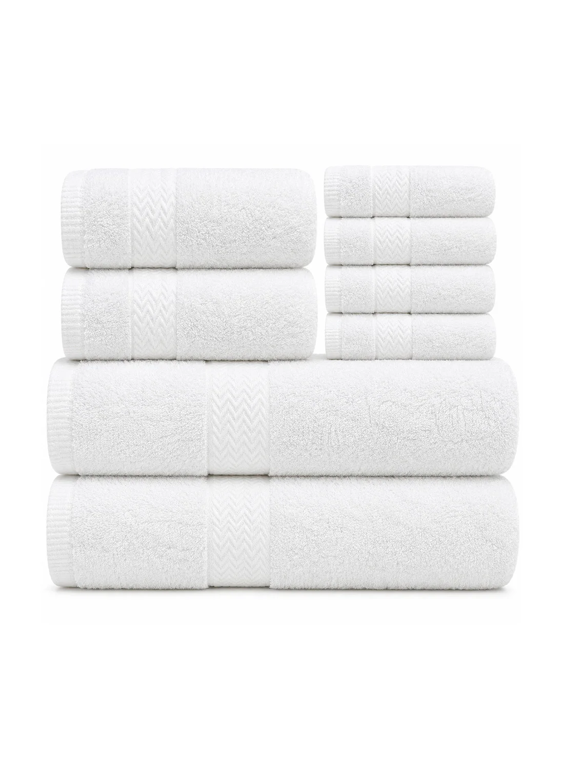 Bliss Casa 8-Piece Towel Set, Premium Combed Cotton 550 GSM, Highly Absorbent Bathroom Hotel Quality Towels (White, 8-Piece Set) pr51n