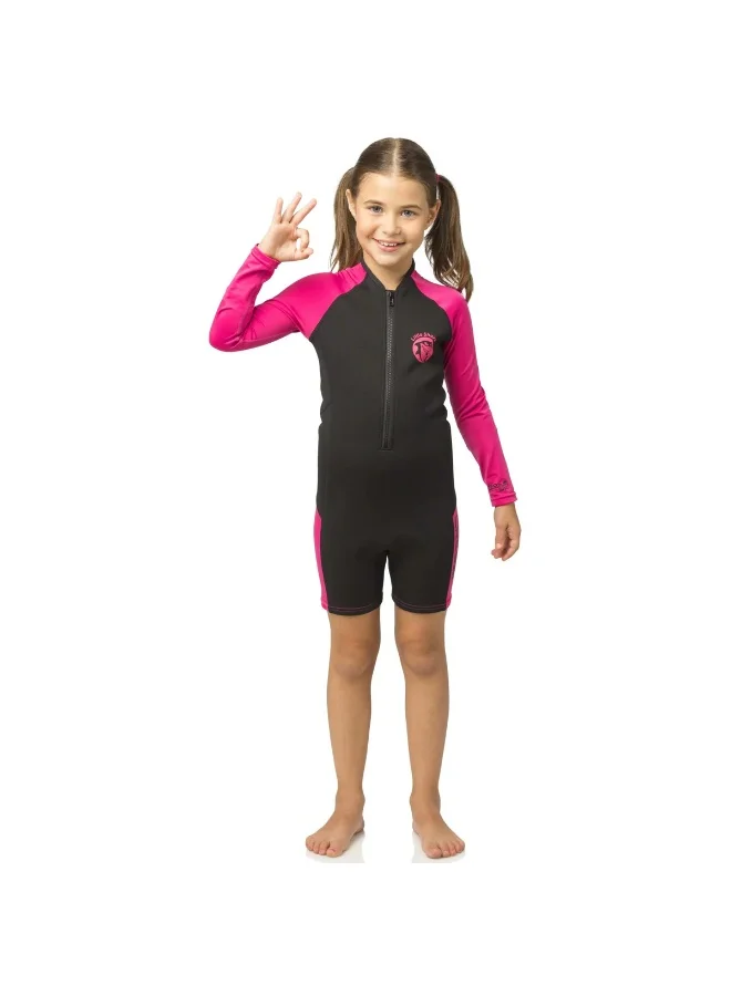 Premium Junior Shorty Wetsuit 2mm Neoprene Swimwear for Kids (Black/Pink, 2mm) 06qsy
