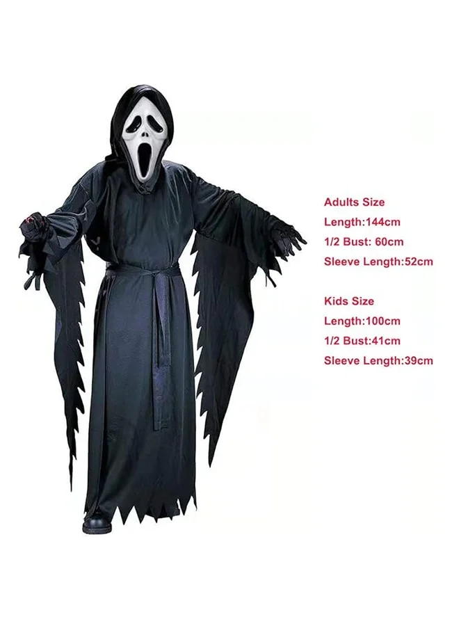 JCB CHIC Grim Reaper Costume with Scream Mask Horror Theme Cosplay Outfit for Men and Women (White, Adult One Size) q07be