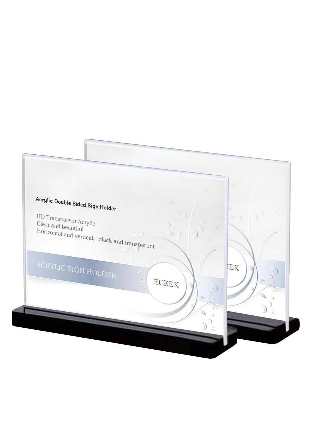 Eckek Acrylic Sign Holder Double Sided Menu Display Stand (Clear, A4 Size, 2 Pack) r3quq
