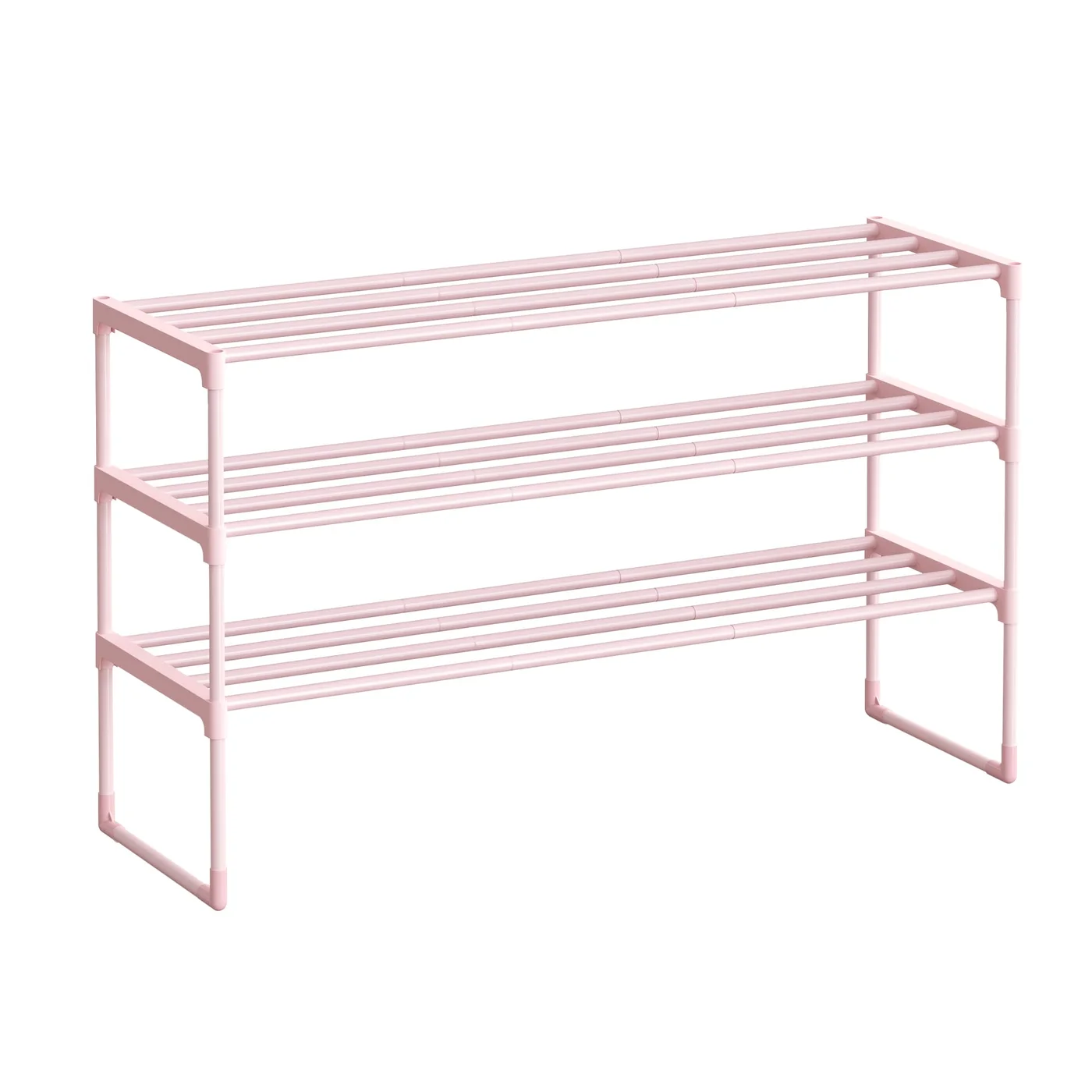 Premium 3-Tier Metal Shoe Rack Organizer Stackable Storage Shelf for Entryway (Pink, 30 x 92 x 55 cm) yncxq