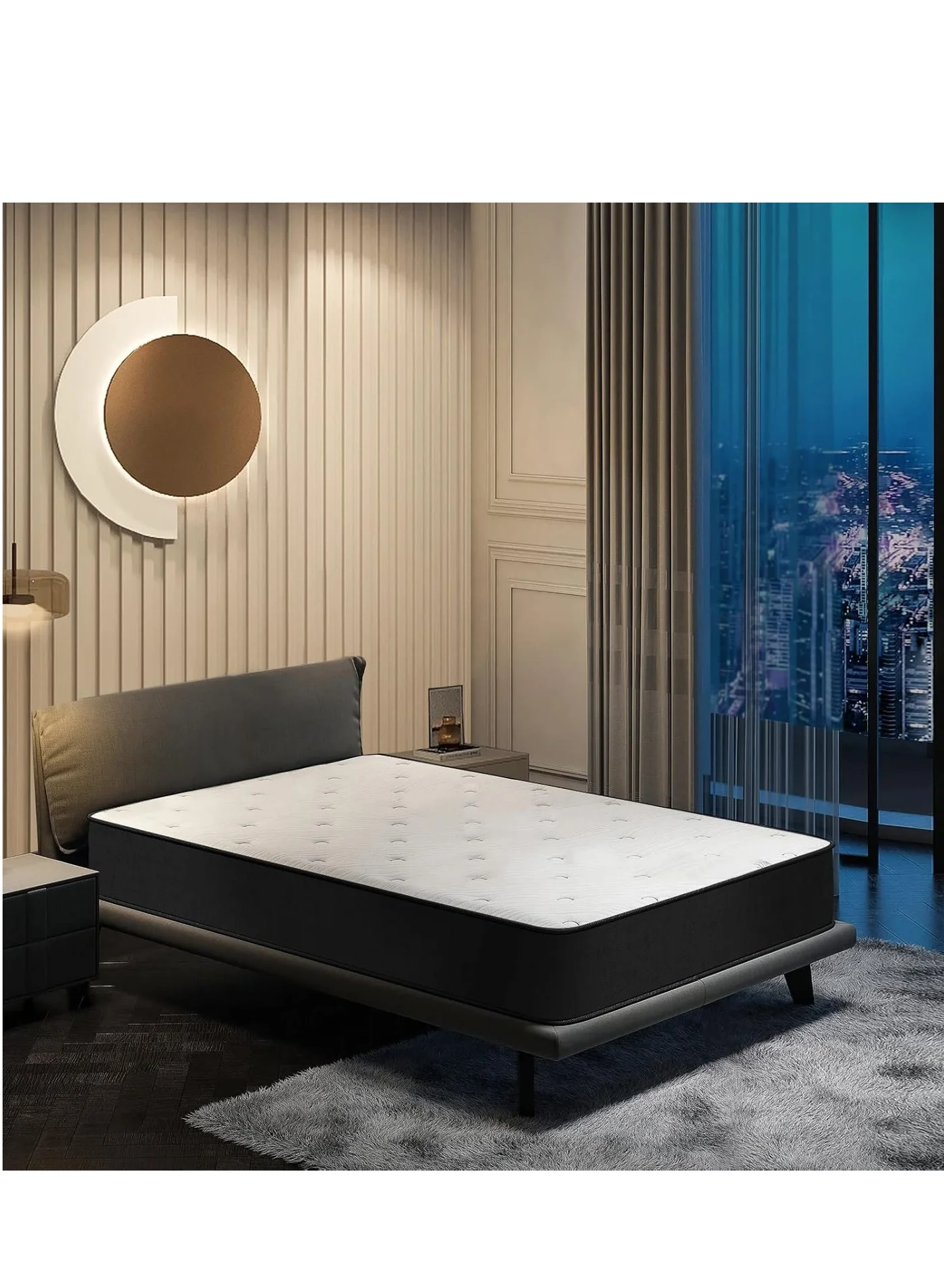 Harmony Home Bonnel Spring King Size Mattress (180 cm x 200 cm x 24 cm, White) Premium Support and Comfort 00elr
