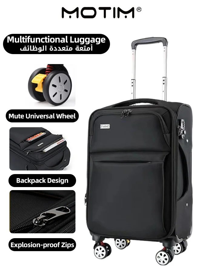 Motim Expandable Oxford Cloth Travel Suitcase (Water-Resistant, Scratch-Proof, TSA Lock, Spinner Wheels, 60 cm) vpxih