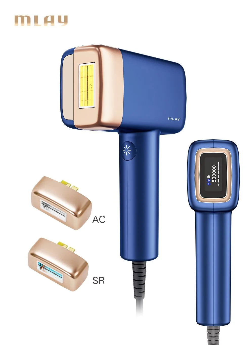 MLAY IPL Hair Removal Device with Ice Cooling Technology, 500,000 Flashes, Professional Full Body Hair Removal System for Face and Body (1 HR, 1 AC, 1 SR Lamp) y3zft