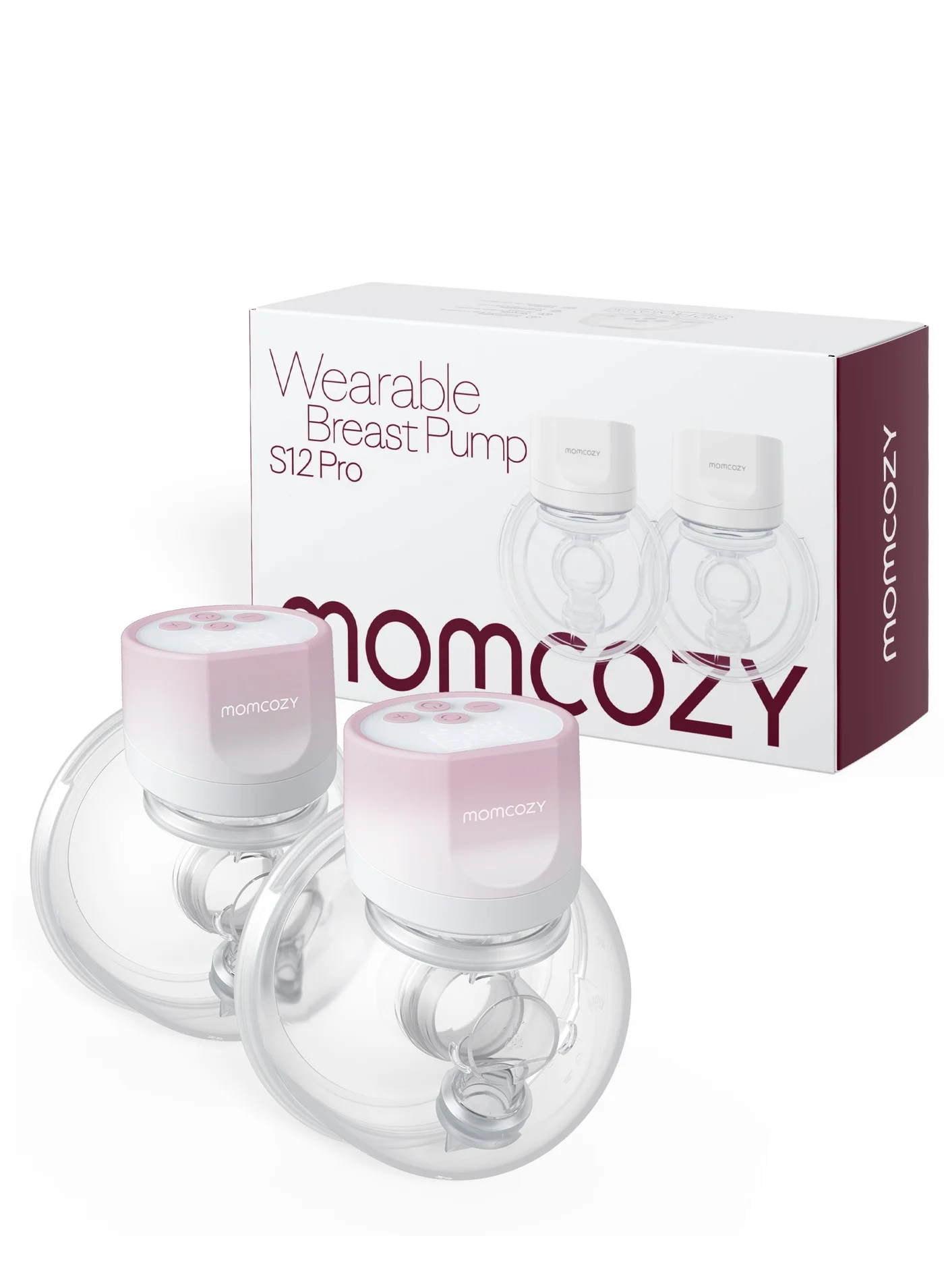 Momcozy Hands-Free Wearable Breast Pump S12 Pro with Double-Sealed Flange (Pink, 24mm) u6zhu