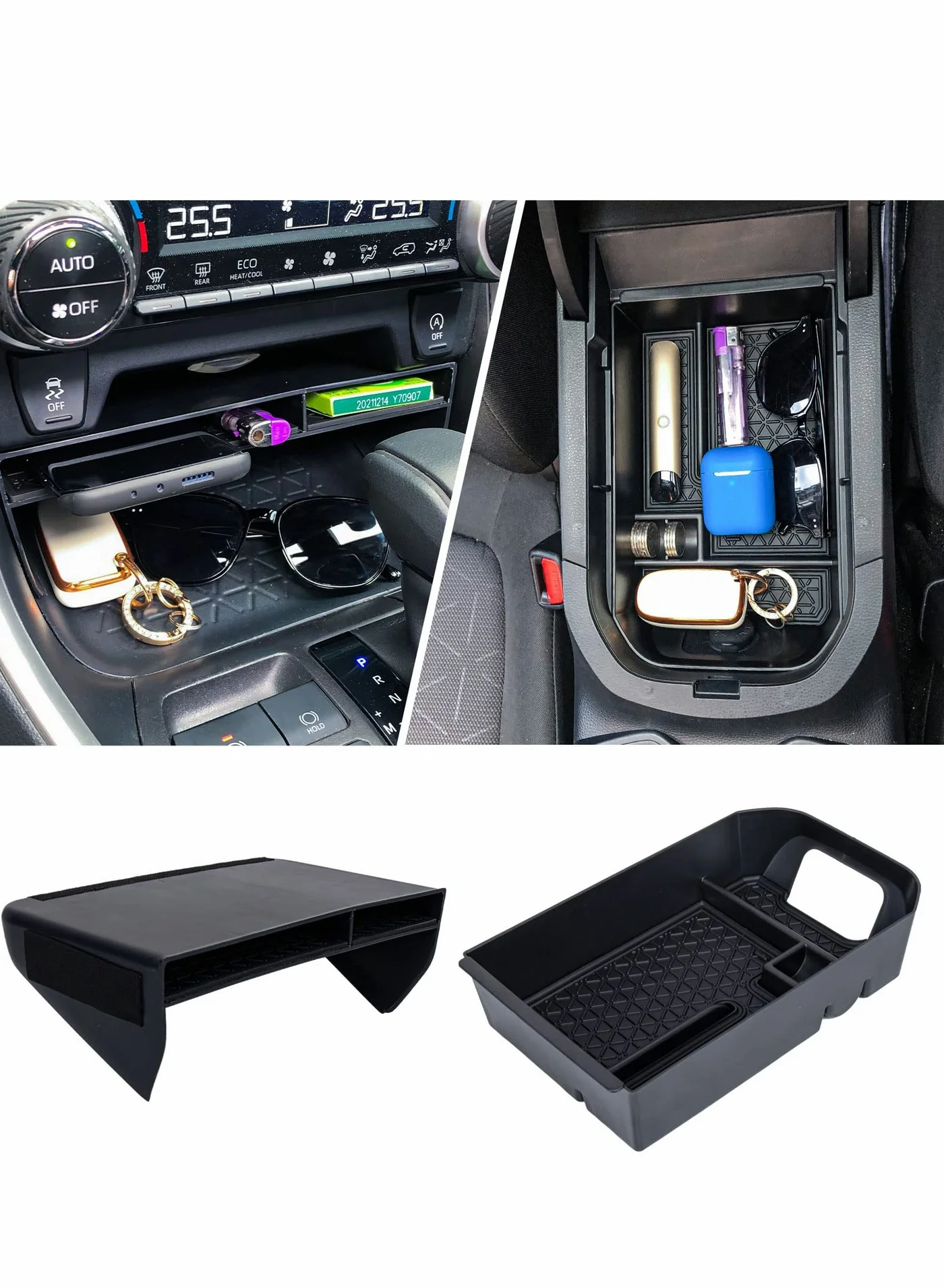 Barakah Center Console Organizer for SUV Armrest Storage Box (2 Pieces, Black) ylziv