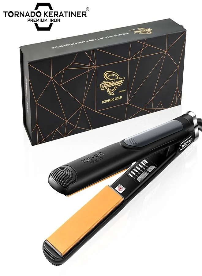 Tornado Keratiner 2-in-1 Hair Straightener and Curler Ceramic Flat Iron with 6 Adjustable Heat Settings (Professional Styling Tool) om132