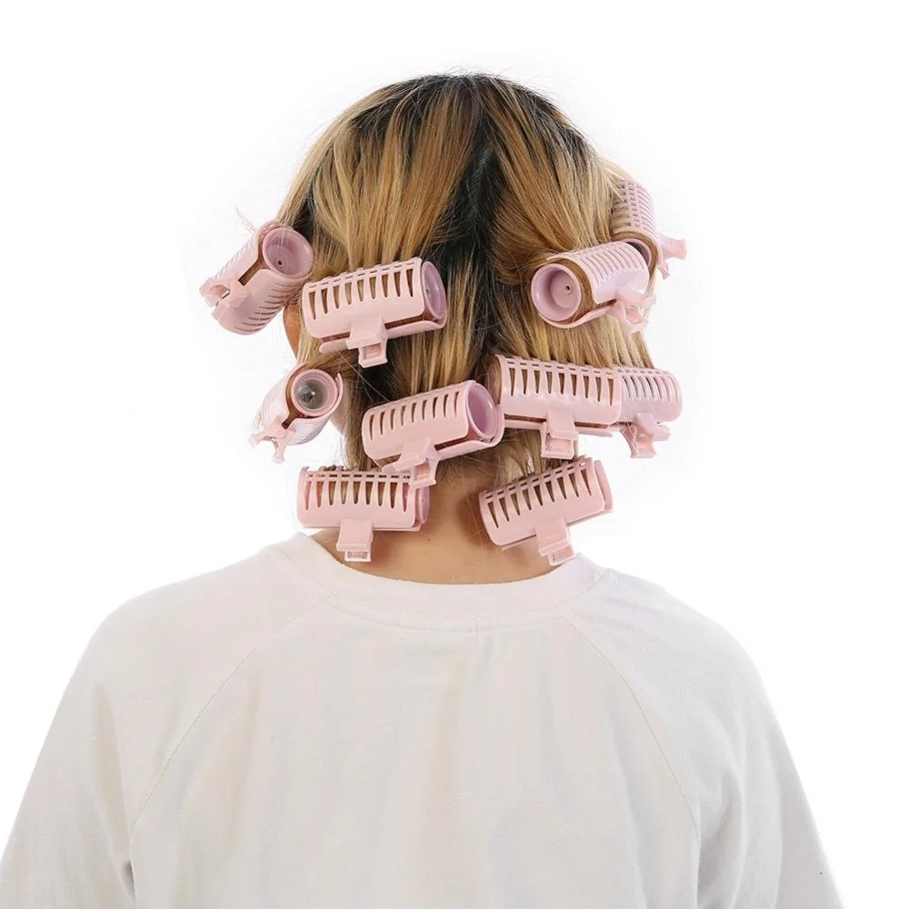 Woobles Electric Heated Hair Roller Set, Professional Styling Tool for Volumizing Curls (Pink, 10 Piece Set with Storage Bag) sahqv