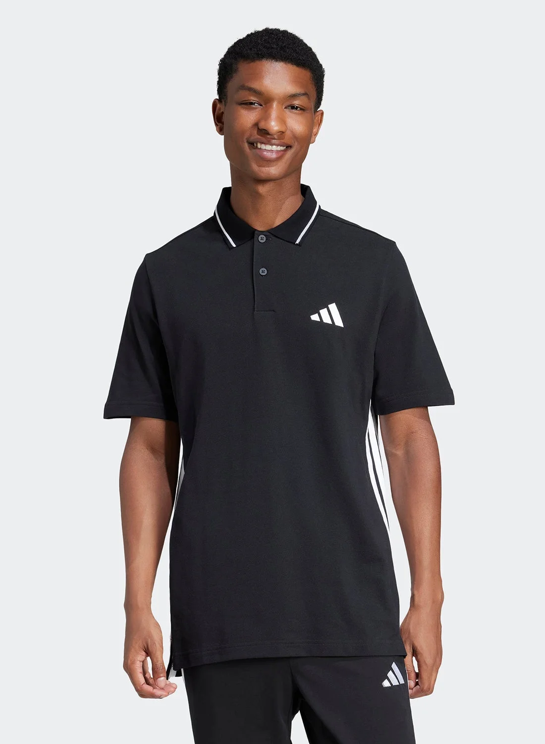 Sport Essentials 3 Stripes Piqu¨¦ Polo Shirt Premium Breathable Fabric For Men (Solid, Large) ne4ym