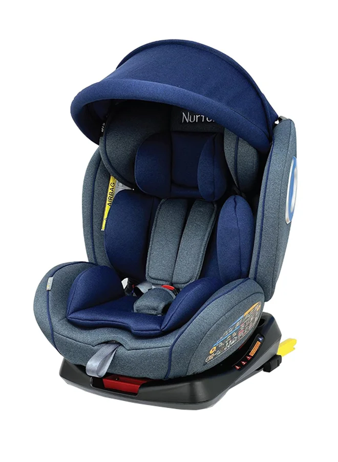 Nurtur 4-in-1 Rotating Car Seat with ISOFIX and Adjustable Headrest (Navy, 0-36kg) qflpi