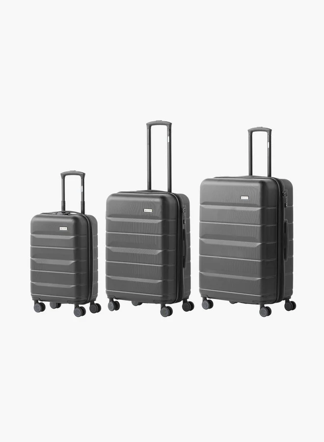 Wave 3-Piece Hardcase Trolley Luggage Set with Retractable Handle (Large, Medium, Small) 5r6dn