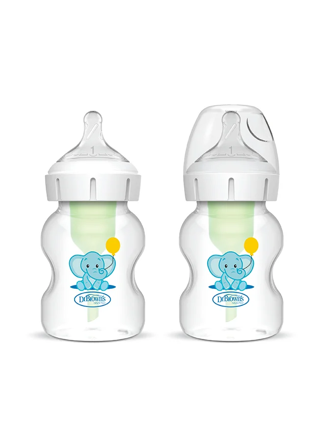 Premium Anti-Colic Baby Feeding Set (Elephant Pattern, 150 mL, 2-Pack) 4dah1