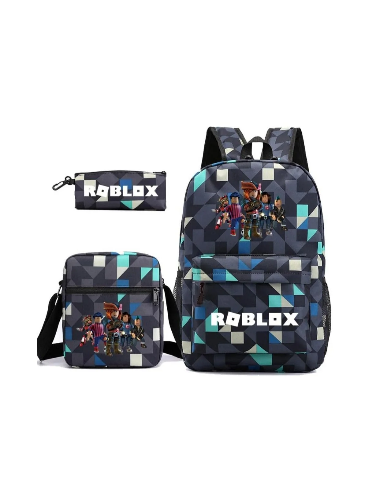 Premium 3-Piece Gaming Themed Backpack Set with Crossbody Bag and Pencil Pouch for Students (Large Capacity, Unisex) 149hw