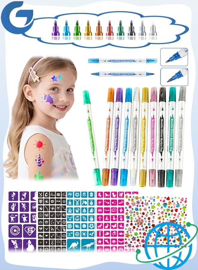 Gecomo Professional Face and Body Paint Palette (10 Vibrant Colors, Includes Dual Tip Applicators) for Cosplay, DIY Crafts, and Artistic Makeup n8nws