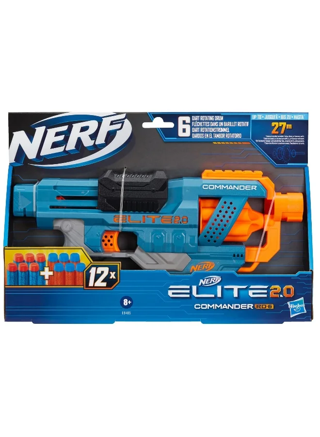 Elite 2.0 Commander RD-6 Blaster Toy Foam Dart Launcher with 12 Official Darts (6-Dart Rotating Drum) 13khc