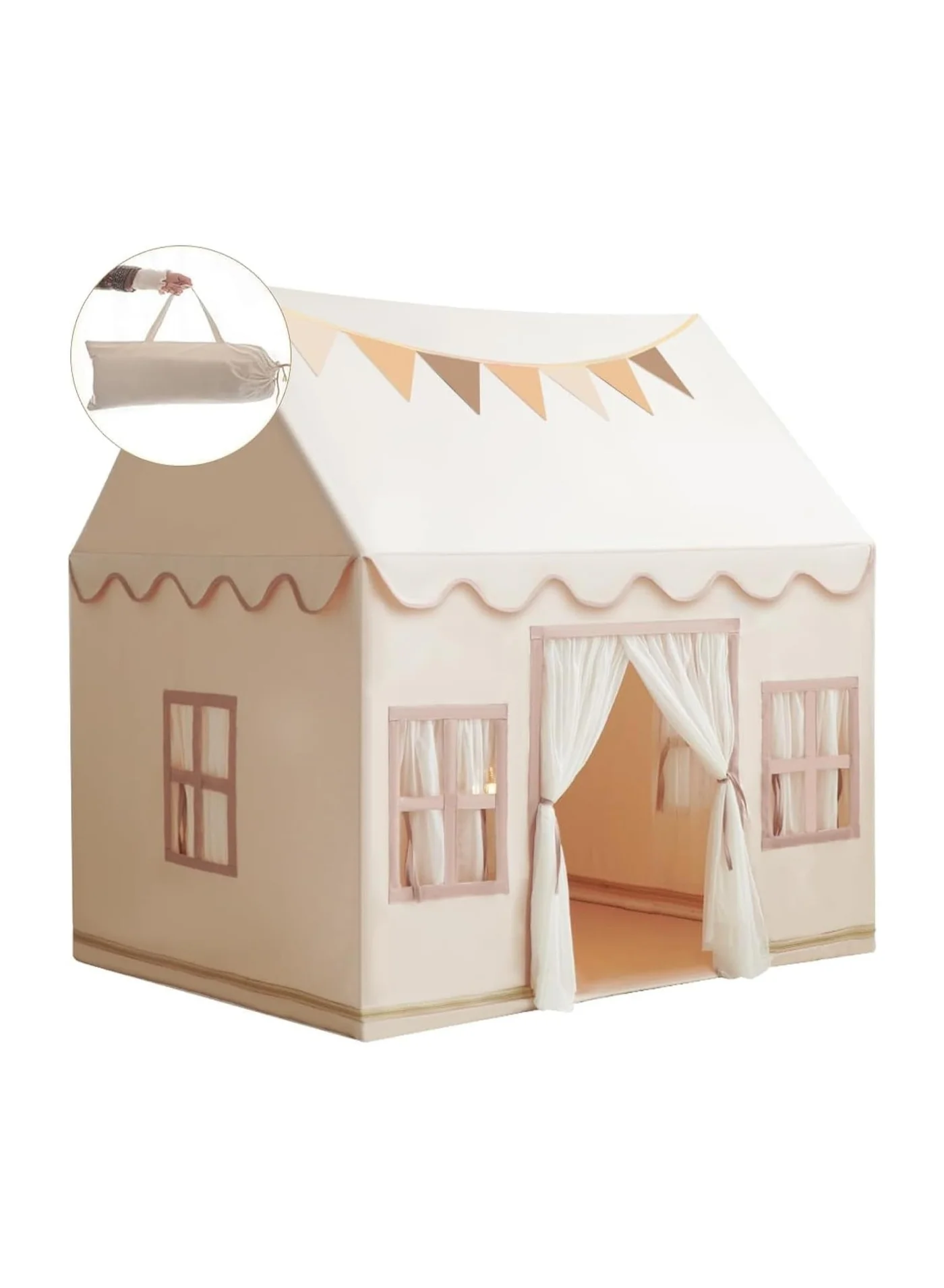 BLOOMING TIME Playhouse Play Tent for Kids with Padded Mat and Star Lights (Portable, Indoor & Outdoor, 120 cm x 120 cm x 135 cm) hq7f5