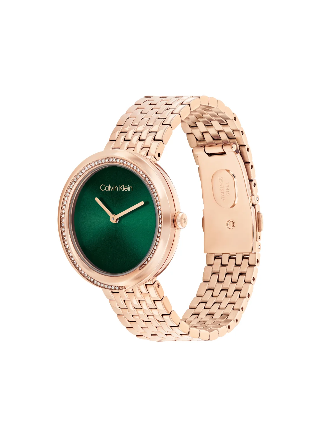 Premium Round Analog Women's Watch with Green Case and Stainless Steel Band (One Size) w4a5k