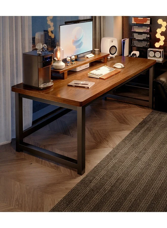 NKX Modern Office Desk with Metal Frame and Wooden Top (Walnut, 100x60x74.5cm) fzpp4