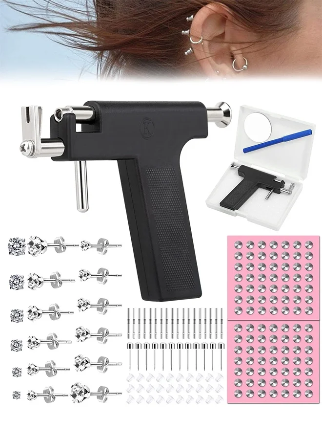 Sweet Life Professional Ear Piercing Tool Kit with Stainless Steel Studs and Crystal Earrings for Earlobe and Cartilage (1 Set) x8dng