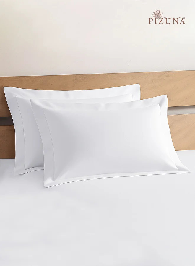 Pizuna Pure Combed Cotton Pillow Cases 400 Thread Count Sateen Weave Premium Cooling Bedding (White, 50x75 cm, 2 Pack) j623i