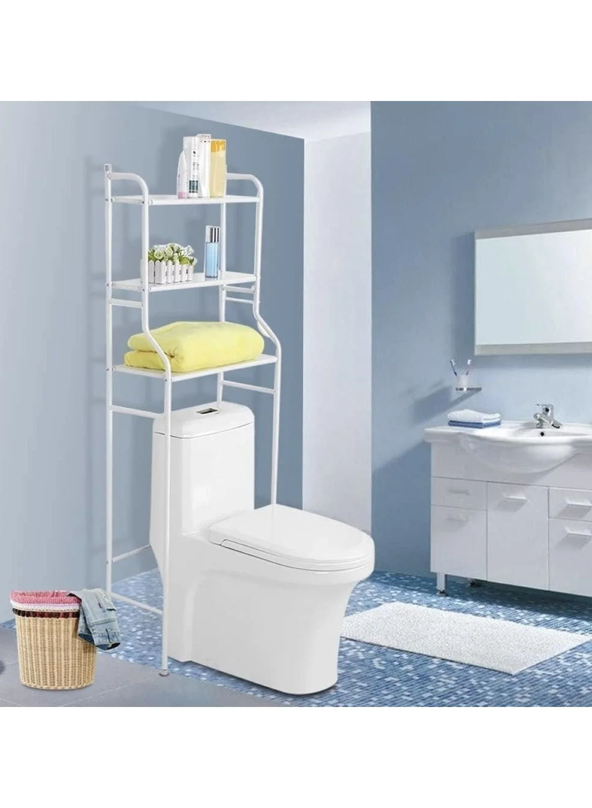 Home Basics 3-Tier Bathroom Corner Storage Organizer (Stainless Steel, 3-Shelf) uo4z7