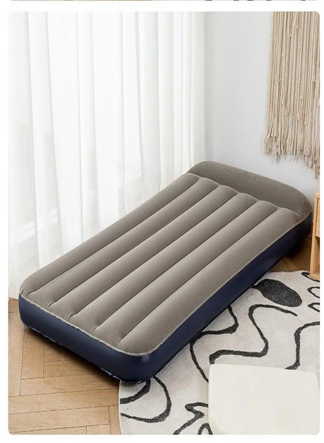 DMG TECH Single Air Mattress with Manual Hand Pump (Flocked Surface, 190 x 95 x 22cm) Portable Inflatable Bed for Camping and Guest Room vrh4y