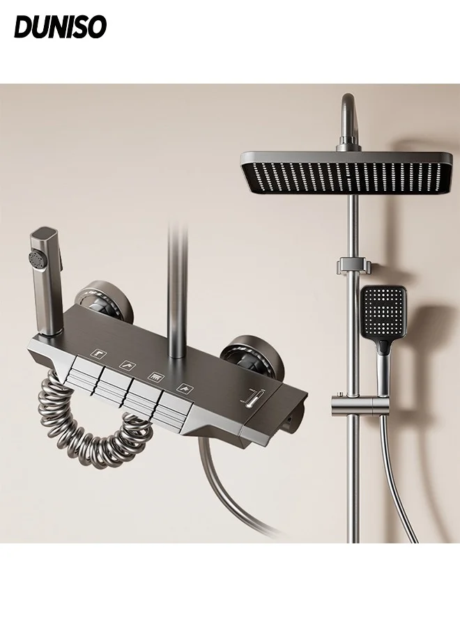DUNISO High Pressure Shower System 3-in-1 Rainfall Shower Head Set with Handheld Spray and Piano Key Faucet (Chrome, 150 cm Hose) bw35w