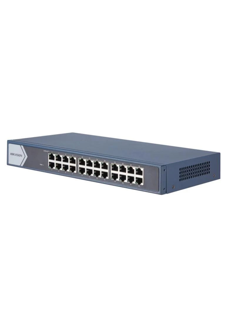 HIKVISION 24-Port Gigabit Unmanaged Ethernet Switch Metal Housing Fan-Free Plug-and-Play Network Hub (Grey, 48Gbps) tja98