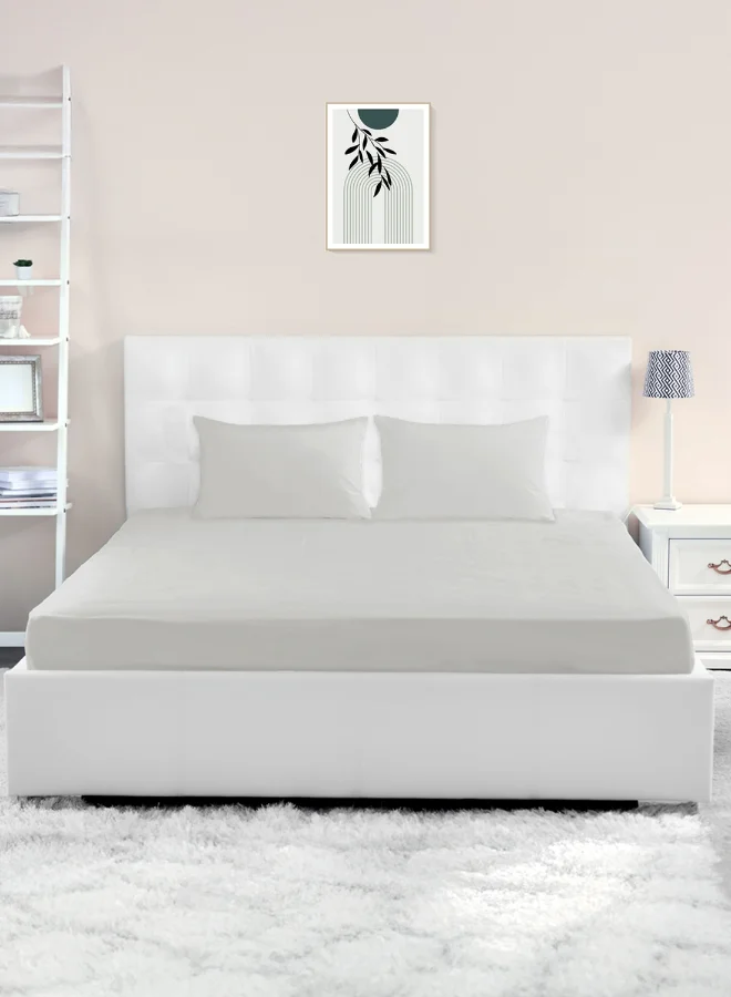 Noon East Super King Fitted Sheet 400TC Sateen Cotton (Light Grey, 200 x 200 x 40 cm) rwffn