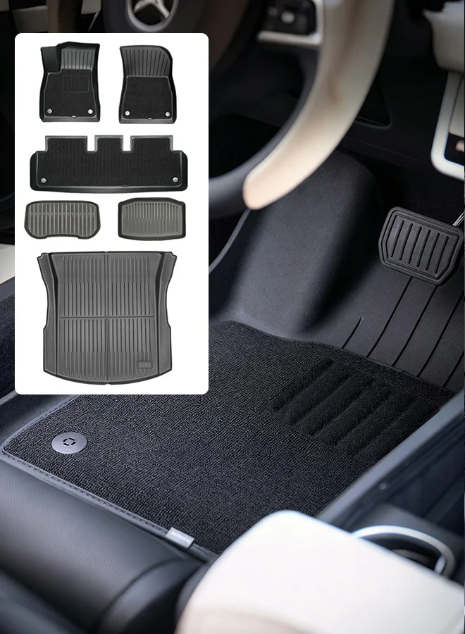 SUPER 5 Premium All-Weather Floor Mats for Electric Sedan 2024-2026, Double Layer TPE & Carpet Custom Fit Waterproof Interior Protection (Black, Full Set) ixkf5