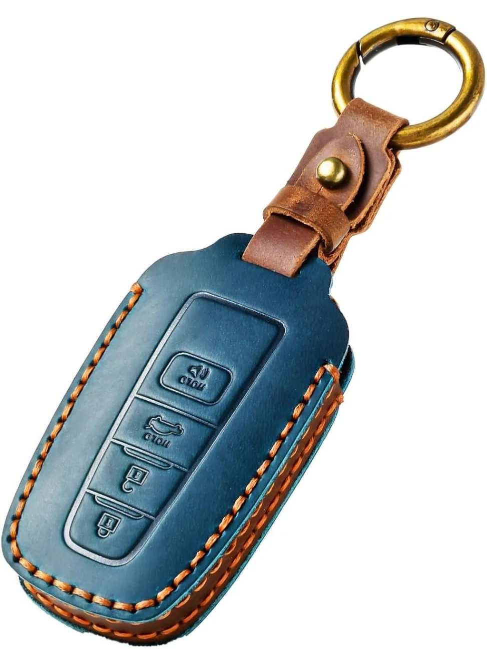 NOSKIN Premium Leather Car Key Fob Cover Case (Blue, Universal Fit for Smart Keys) s6kdq