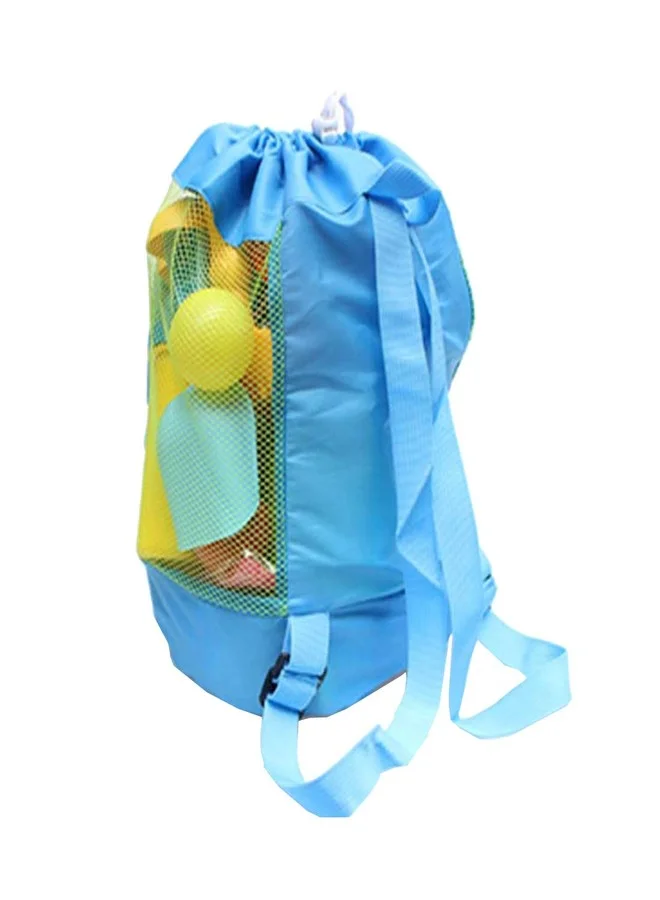 SEW UR LIFE Large Mesh Beach Toy Bag with Adjustable Shoulder Strap and Drawstring (Blue, 45x30x45 cm) fvhnk