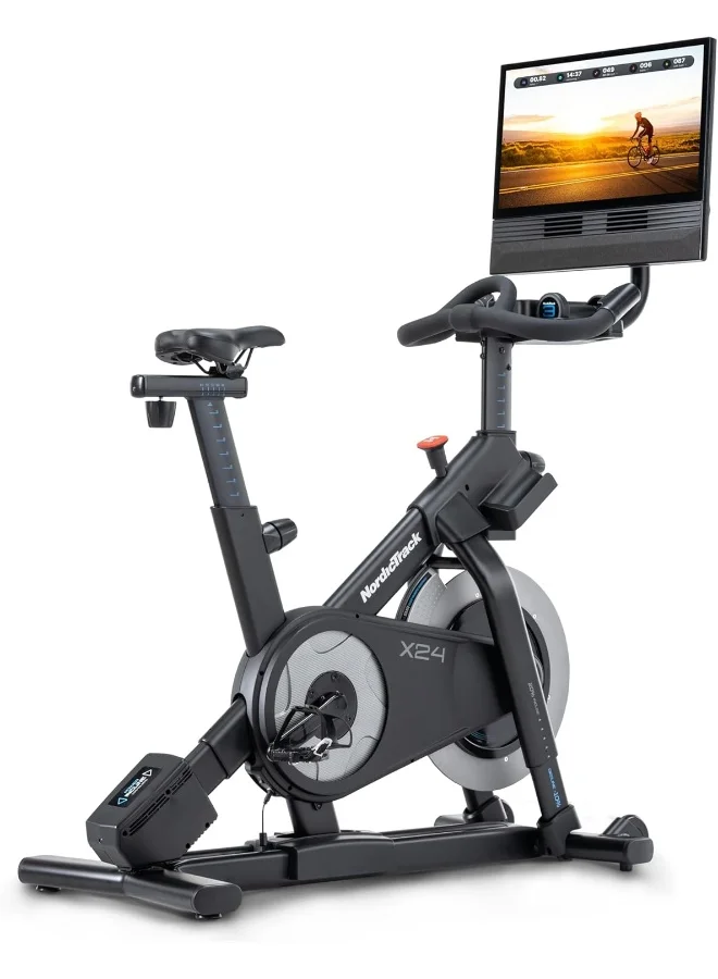 Premium Indoor Cycling Bike with 24-inch HD Touchscreen and Interactive Training Console (24-inch Screen) 3g875