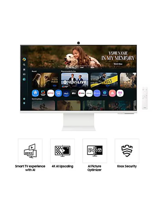 Ultra-HD 32 Inch 4K Smart Monitor with AI Picture Optimizer and SlimFit Camera (White, 81 cm) tzgl8