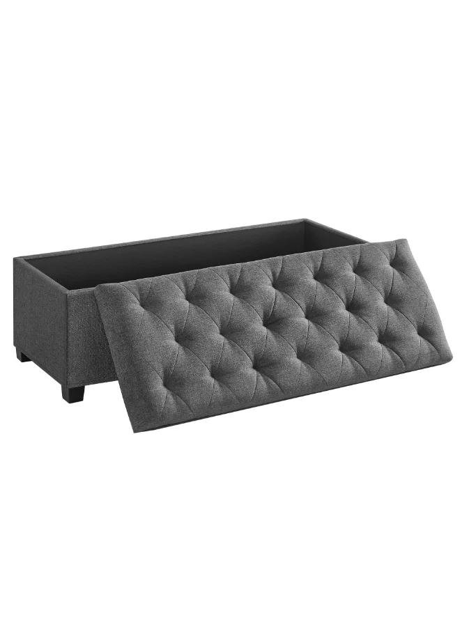 Premium Storage Bench Ottoman with Sturdy Legs, Multi-Functional Footstool for Living Room and Bedroom (Dark Grey, 110 x 40 x 40 cm) nz7vo