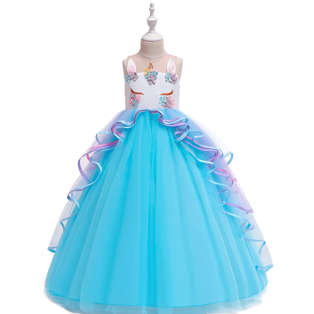 Loquat Girls Unicorn Costume Dress Premium Fantasy Cosplay Outfit (Multicolor, 120 cm) s7c48