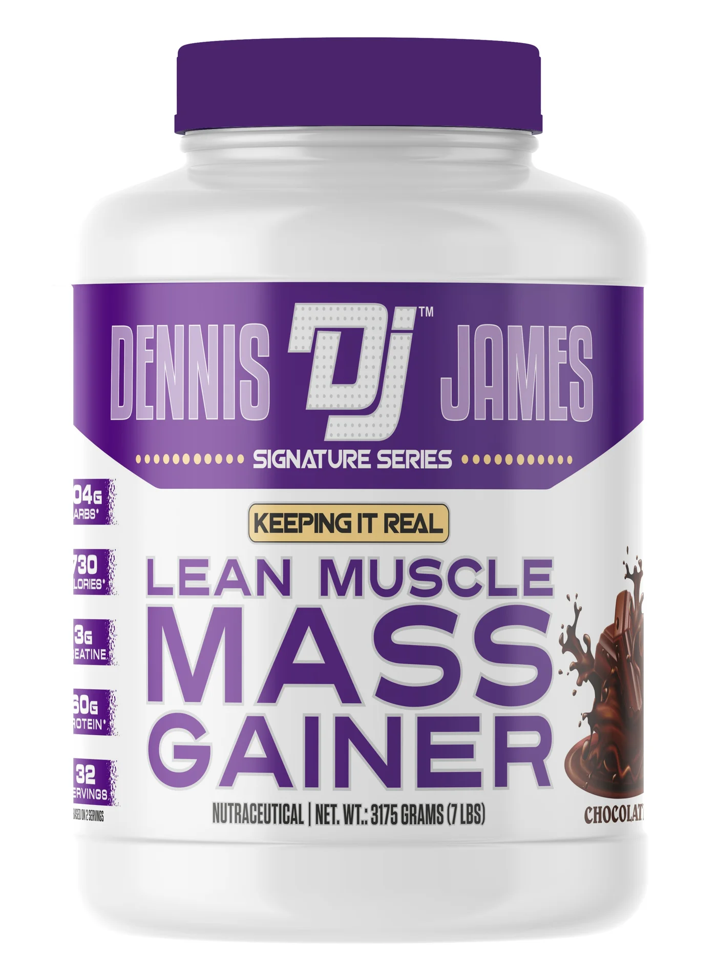 Dennis James Signature Series Lean Muscle Mass Gainer, High-Calorie Protein Powder Formula (Chocolate, 3.18 kg) gzazk