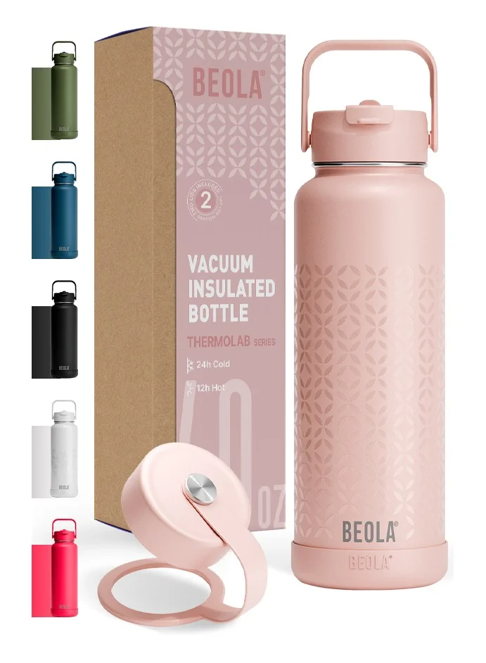 BEOLA Premium Stainless Steel Insulated Water Flask Double Wall Vacuum Thermal Cup for Hot and Cold Drinks (Blush Pink, 1200 mL) xcnyx
