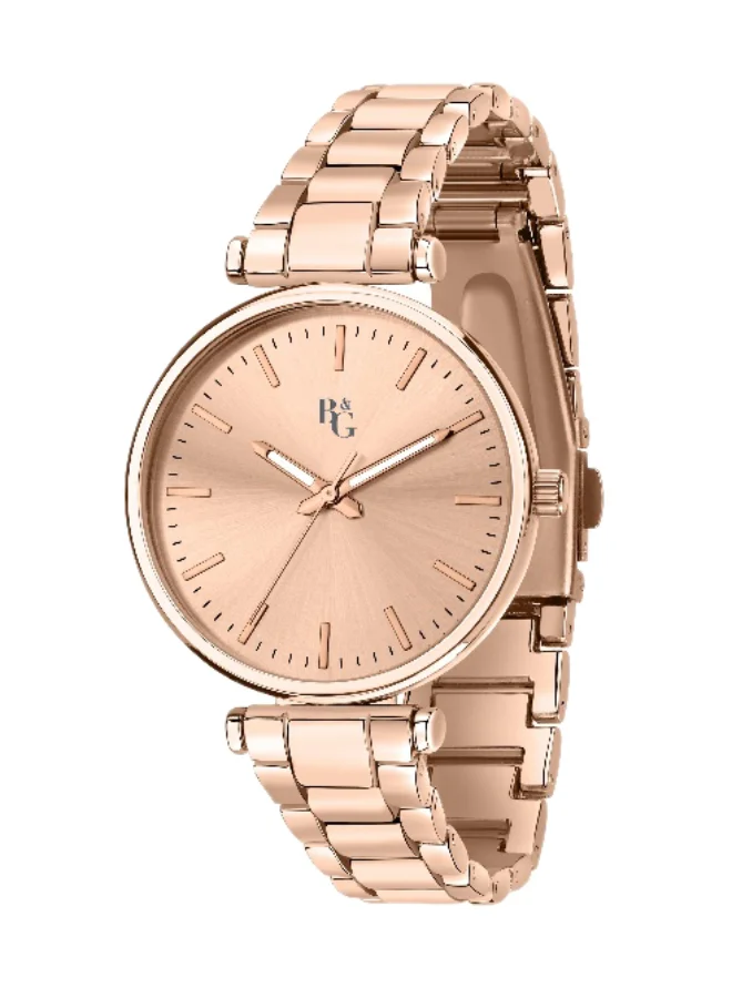 B&G Women's Gold Round Analog Quartz Watch with Alloy Band (Gold, 35mm) tvd9q