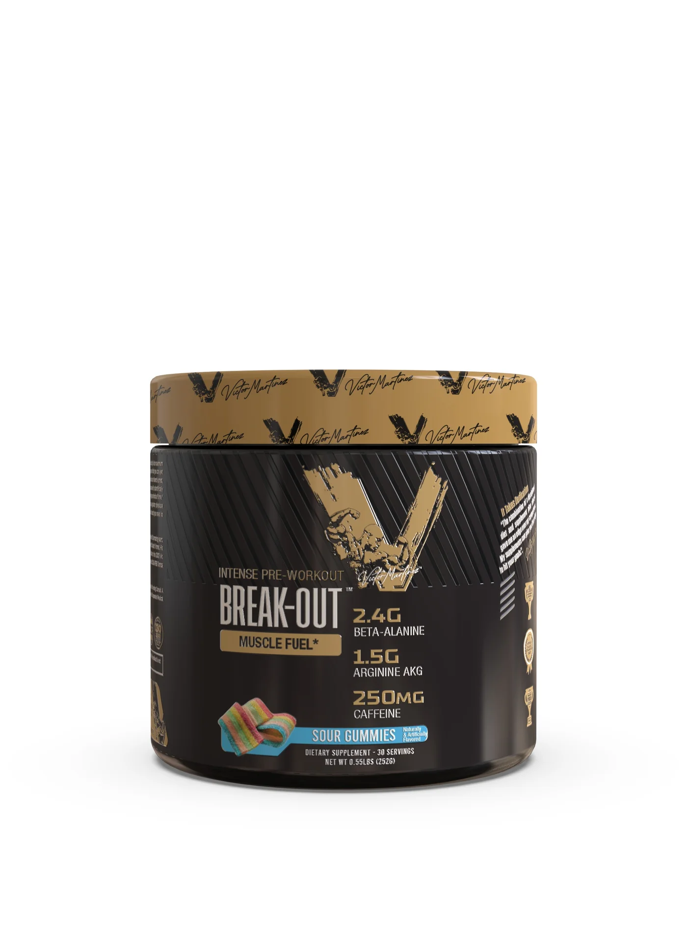 Victor Martinez Break-Out Pre-Workout Energy Powder (Sour Gummy, 252g) Premium Performance Supplement for Athletes 5ths6