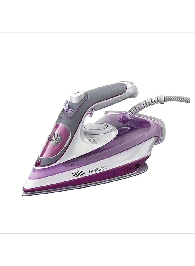 Premium Steam Iron with Ceramic Soleplate, 2700W High-Power Fabric Care, Anti-Drip & Self-Cleaning Function (White/Violet, 300 mL) 6pz0d