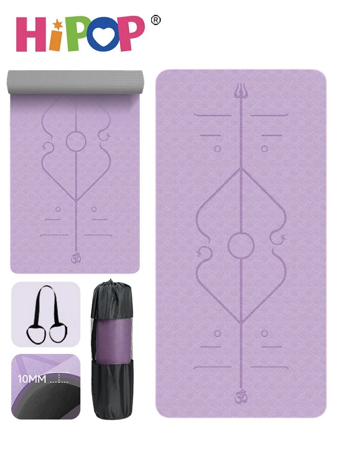 HIPOP Premium Non-Slip Yoga Mat with Alignment Marks and Carrying Strap (183 x 68 x 1cm) eb3fv